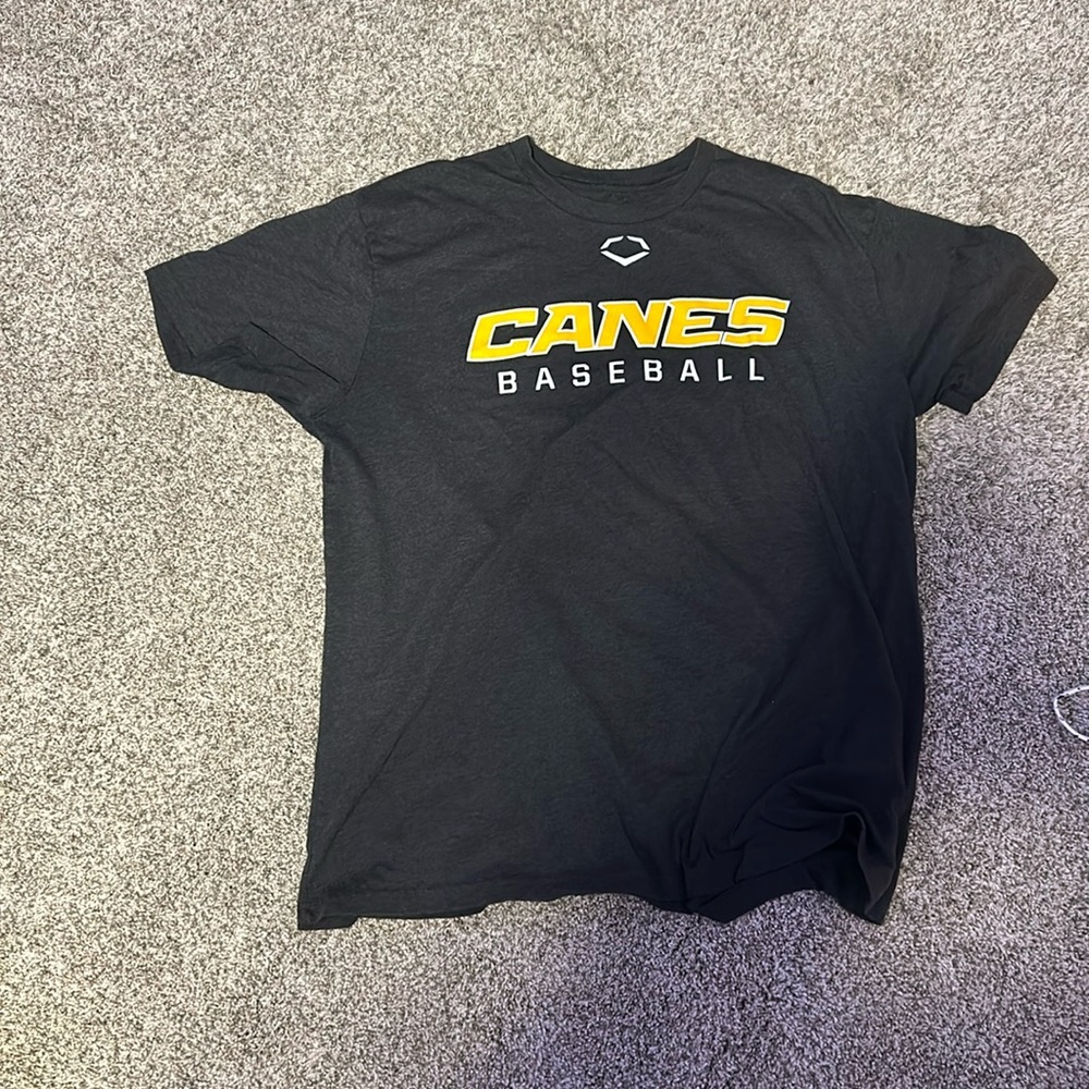 canes baseball team shirt yellow and grey